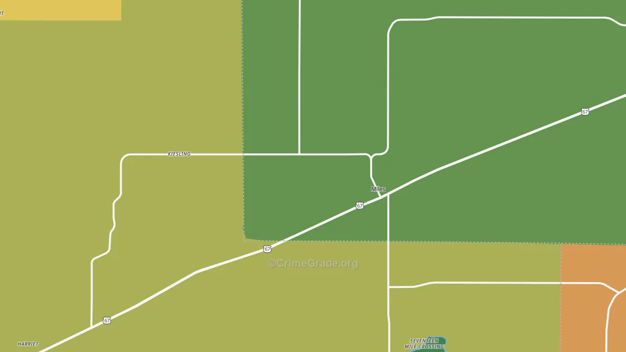 Miles, TX Map of Robbery Rates