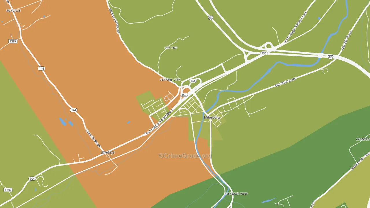 Milesburg, PA Map of Robbery Rates