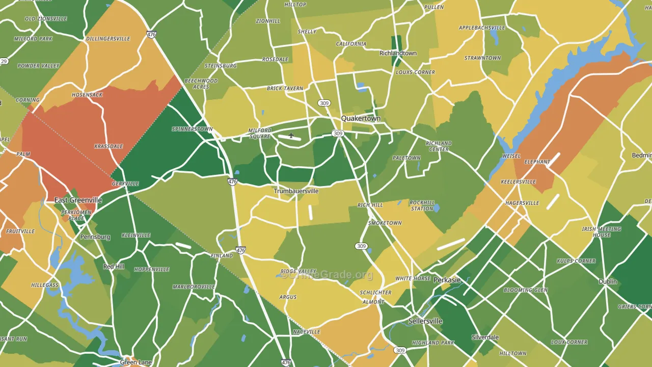Milford Square, PA Map of Robbery Rates