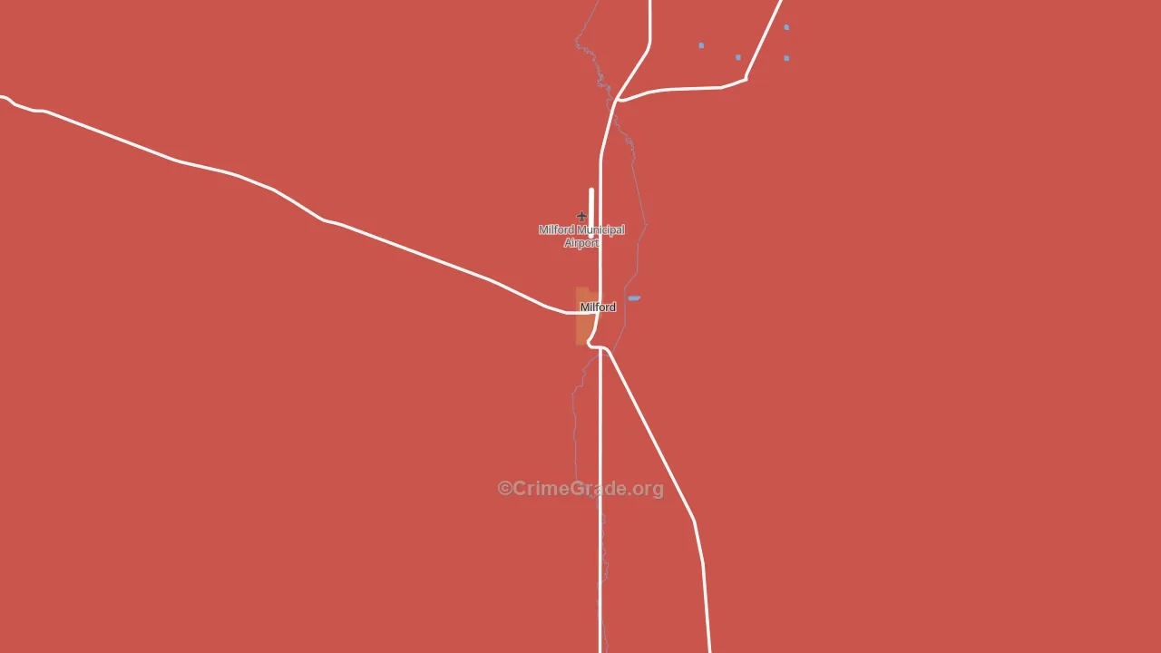 Milford, UT Map of Robbery Rates