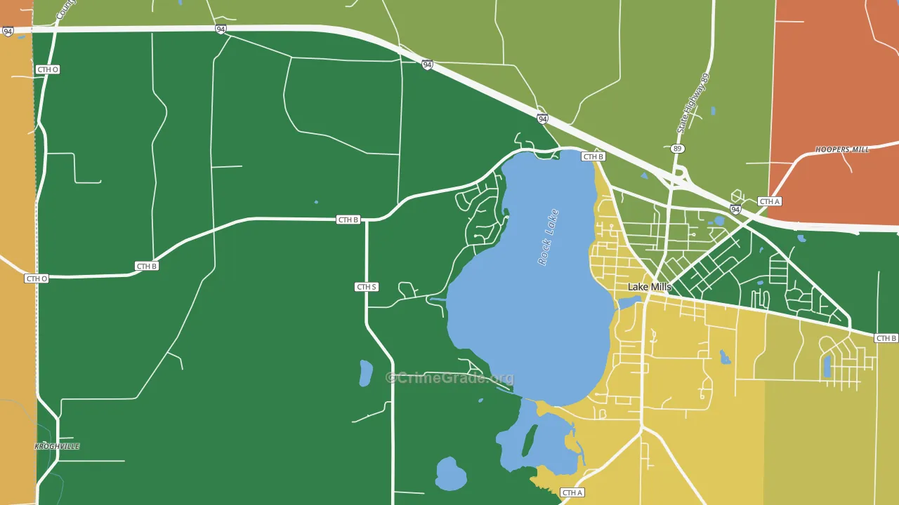 Milford, WI Map of Robbery Rates