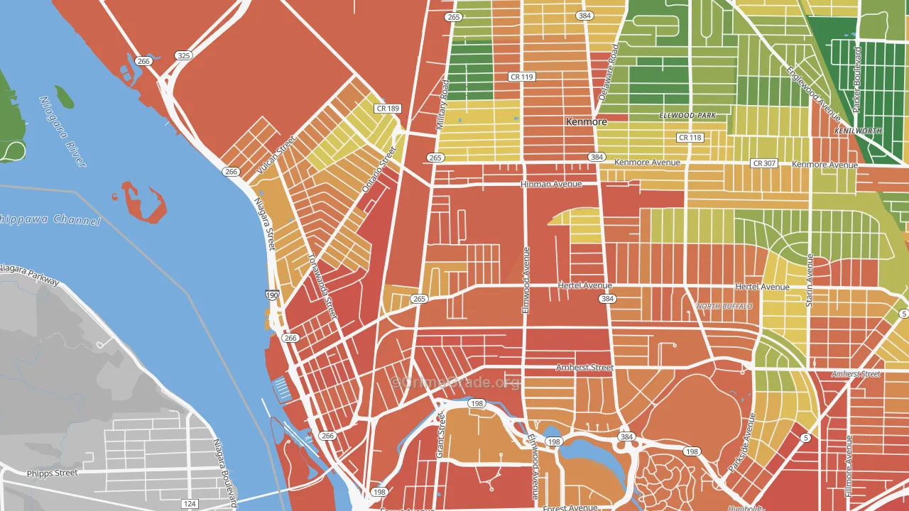 Military, Buffalo, NY Map of Robbery Rates