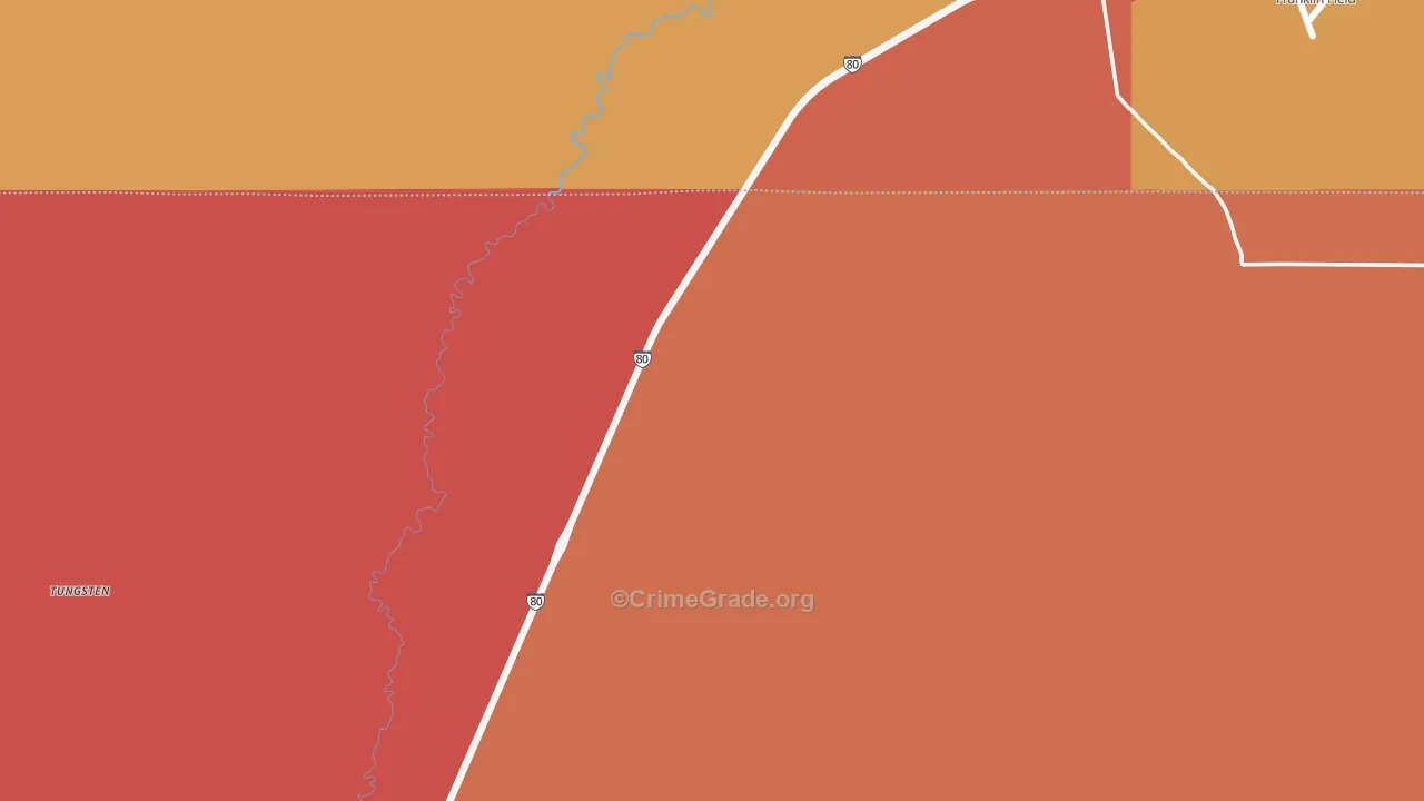 Mill City, NV Map of Robbery Rates