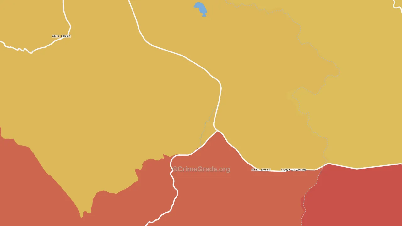 Mill Creek, CA Map of Robbery Rates