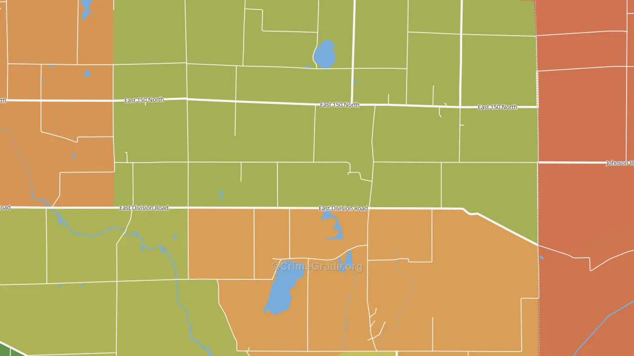 Mill Creek, IN Map of Robbery Rates