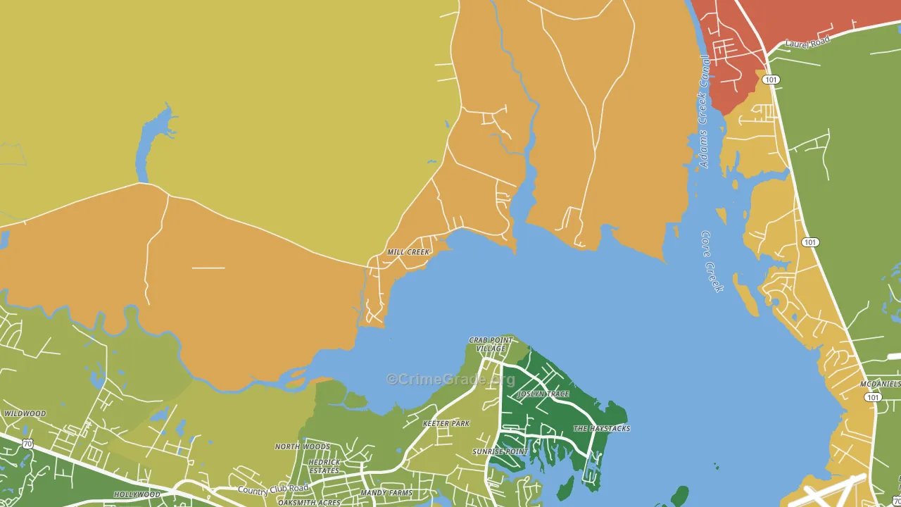 Mill Creek, NC Map of Robbery Rates