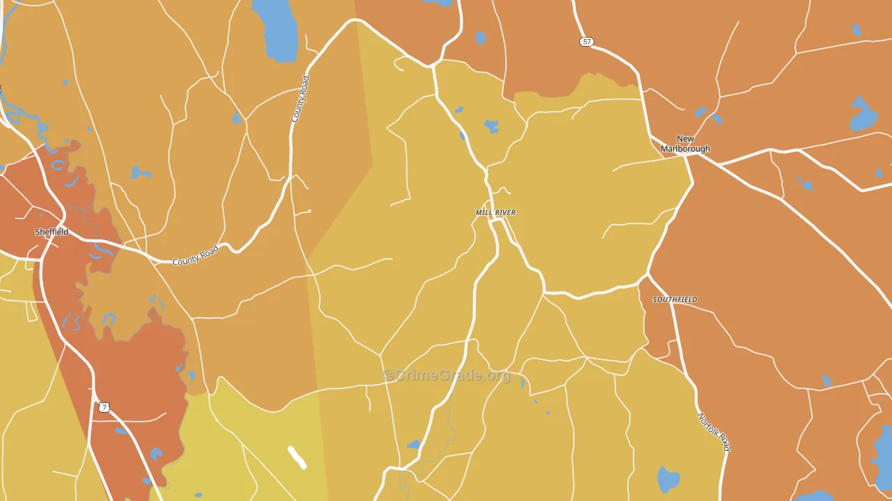 Mill River, MA Map of Robbery Rates