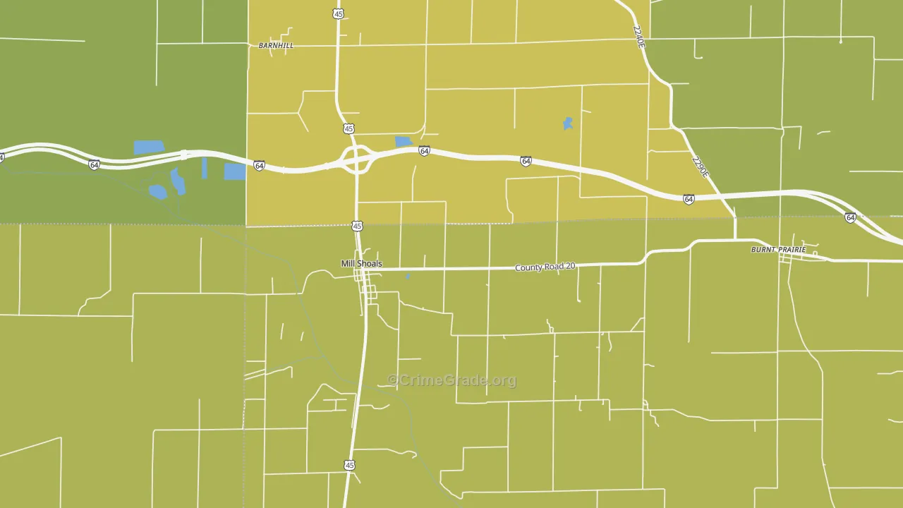 Mill Shoals, IL Map of Robbery Rates