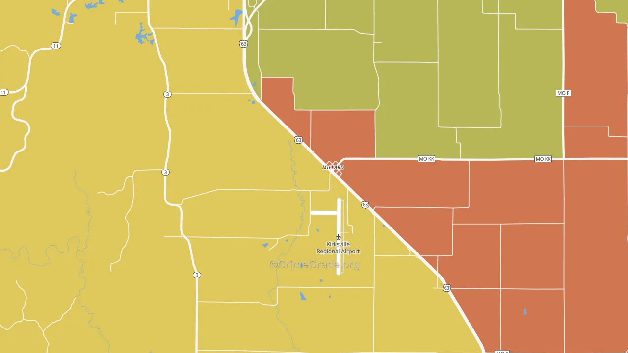Millard, MO Map of Robbery Rates