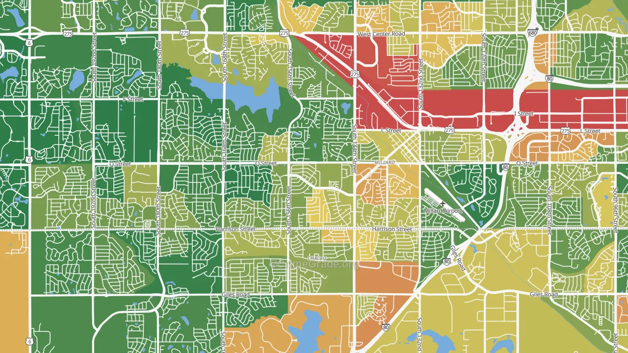 Millard, Omaha, NE Map of Robbery Rates