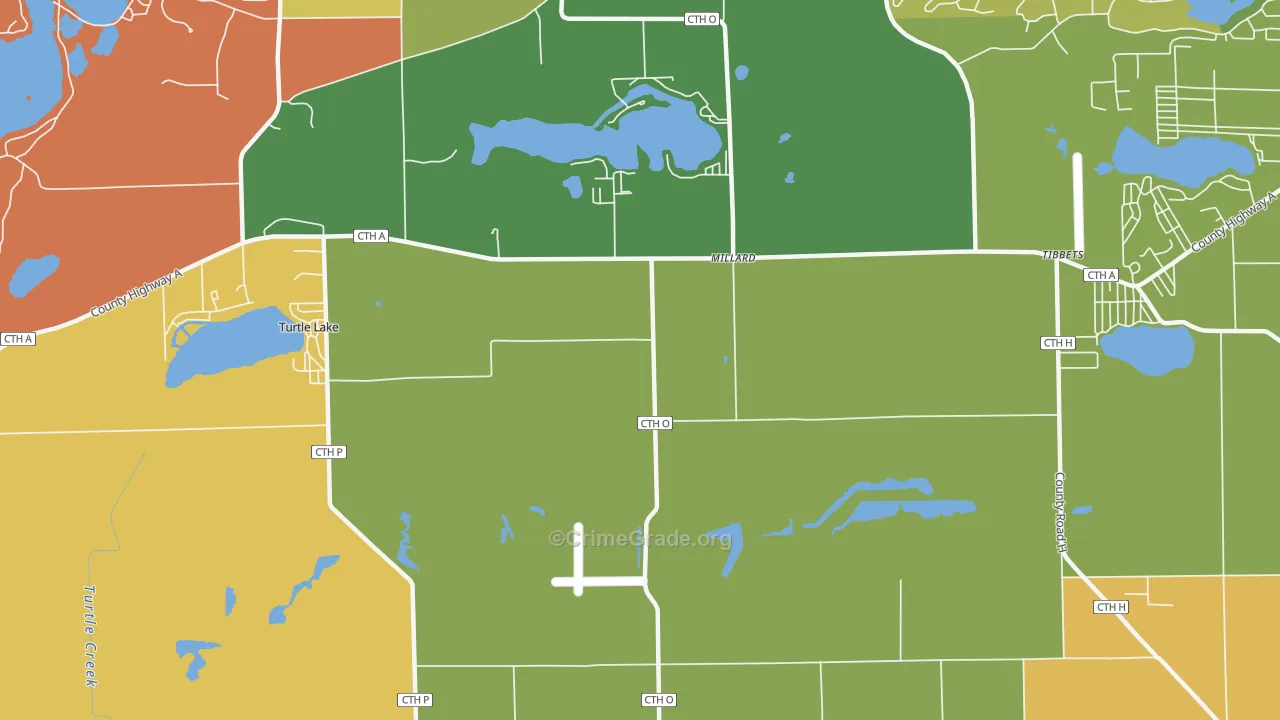 Millard, WI Map of Robbery Rates