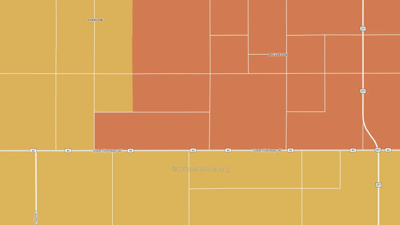 Millarton, ND Map of Robbery Rates