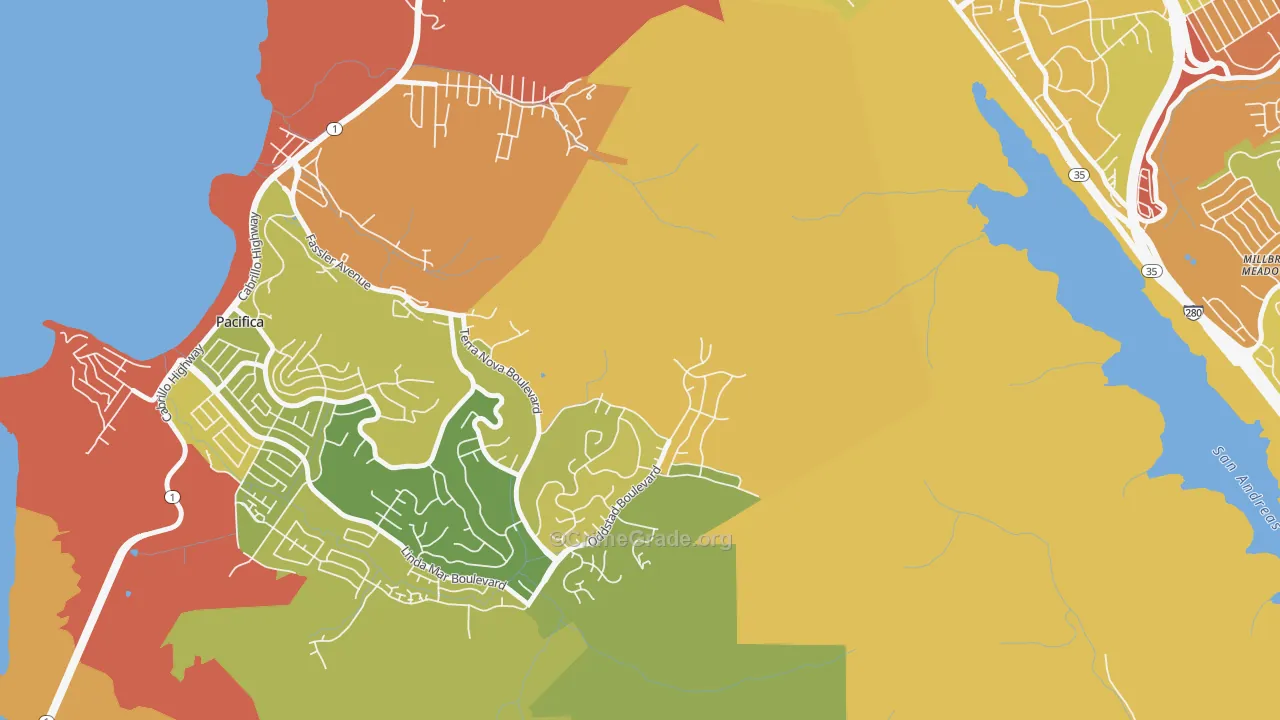 Millbrae Meadows, CA Map of Robbery Rates