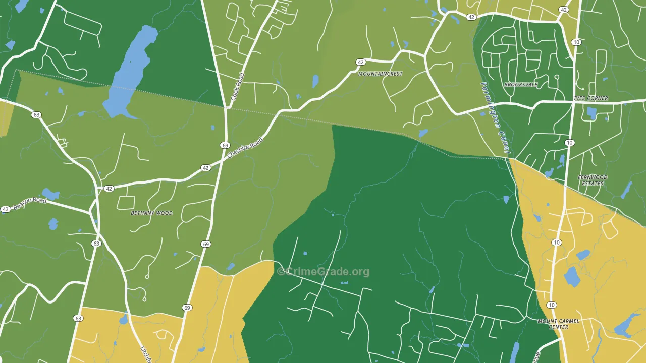 Millbrook, CT Map of Robbery Rates