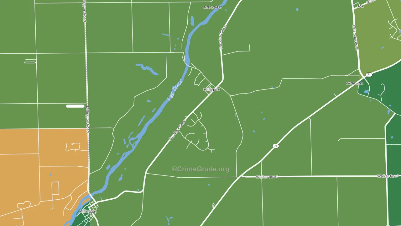 Millbrook, IL Map of Robbery Rates
