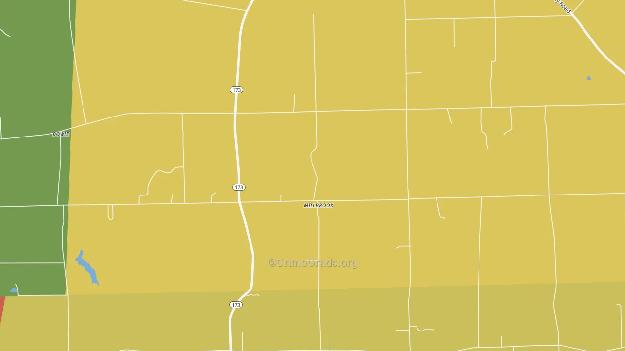 Millbrook, PA Map of Robbery Rates