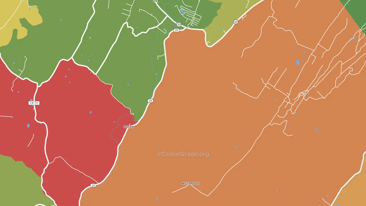 Millbrook, WV Map of Robbery Rates