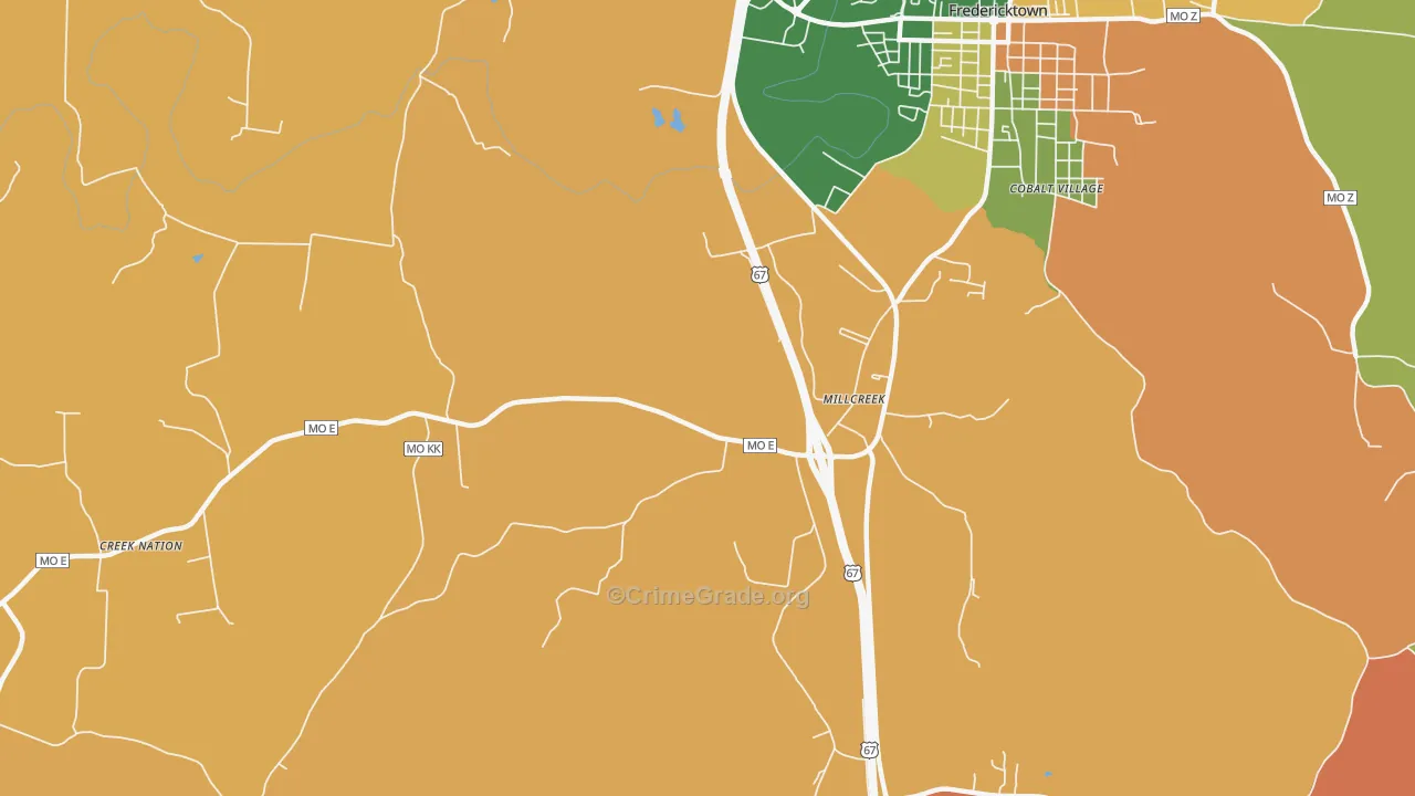 Millcreek, MO Map of Robbery Rates