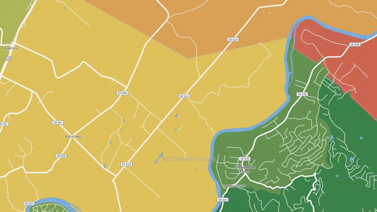 Milldale, VA Map of Robbery Rates