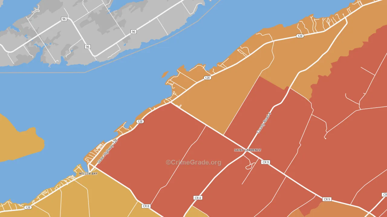 Millen Bay, NY Map of Robbery Rates