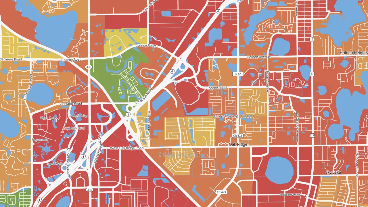 Millenia, Orlando, FL Map of Robbery Rates