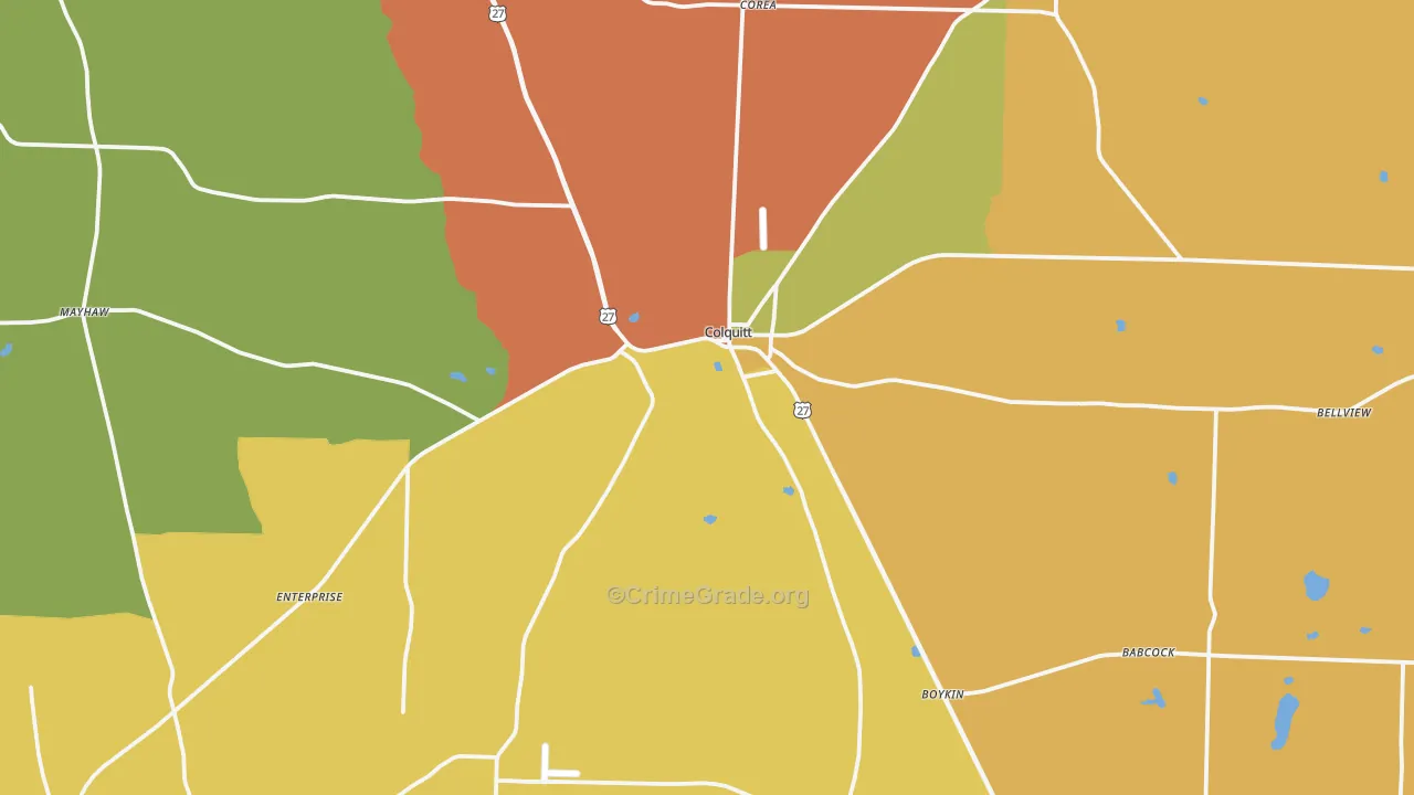 Miller County, GA Map of Robbery Rates