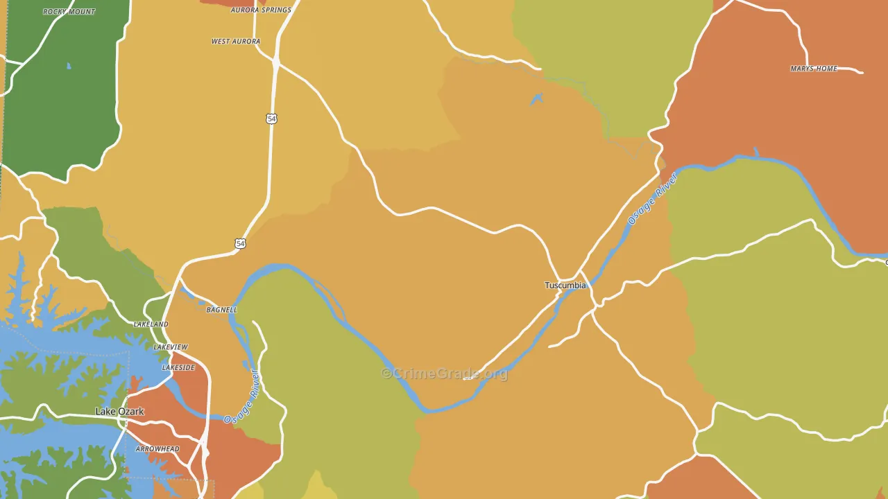 Miller County, MO Map of Robbery Rates