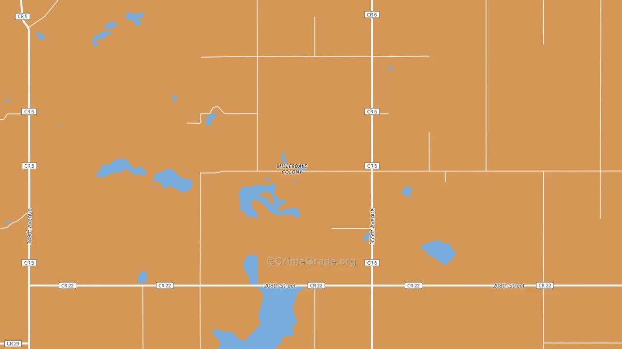 Miller Dale Colony, SD Map of Robbery Rates