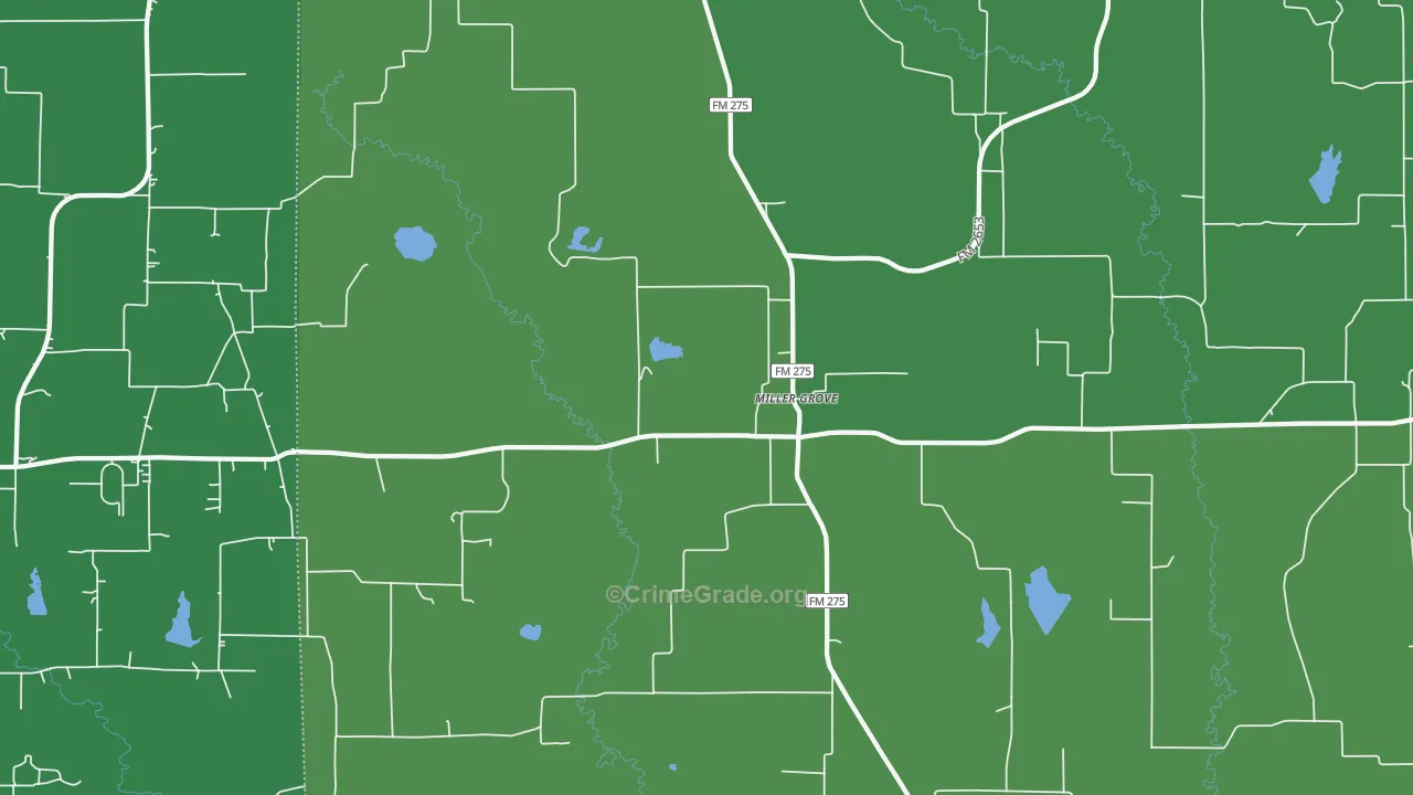 Miller Grove, TX Map of Robbery Rates