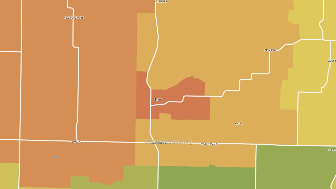 Miller, MO Map of Robbery Rates