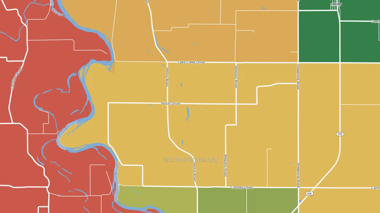 Miller, OR Map of Robbery Rates