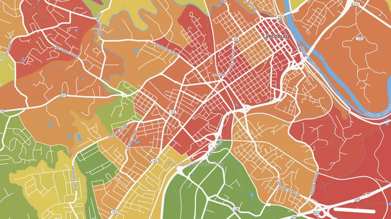Miller Park, Lynchburg, VA Map of Robbery Rates