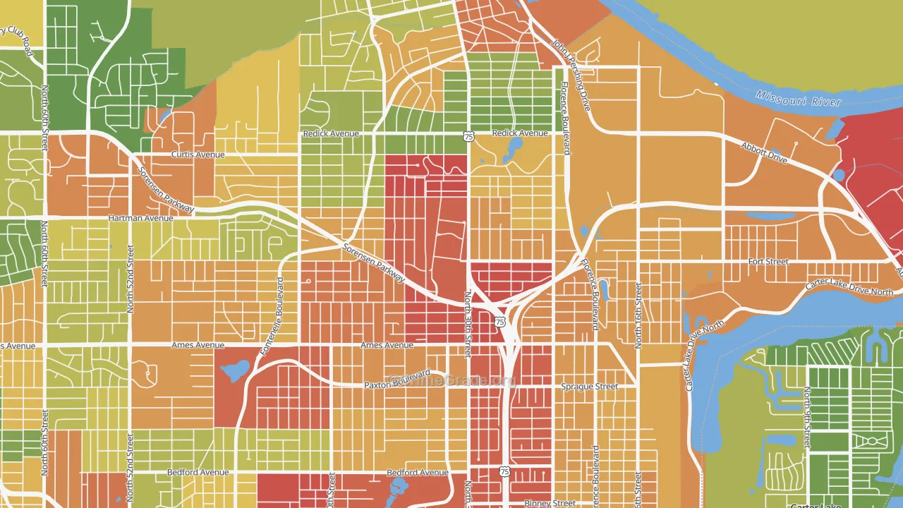 Miller Park Minne Lusa Area, Omaha, NE Map of Robbery Rates