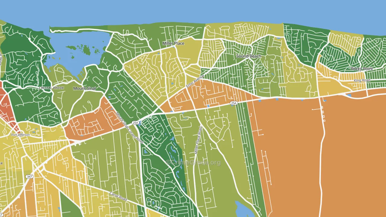 Miller Place, NY Map of Robbery Rates