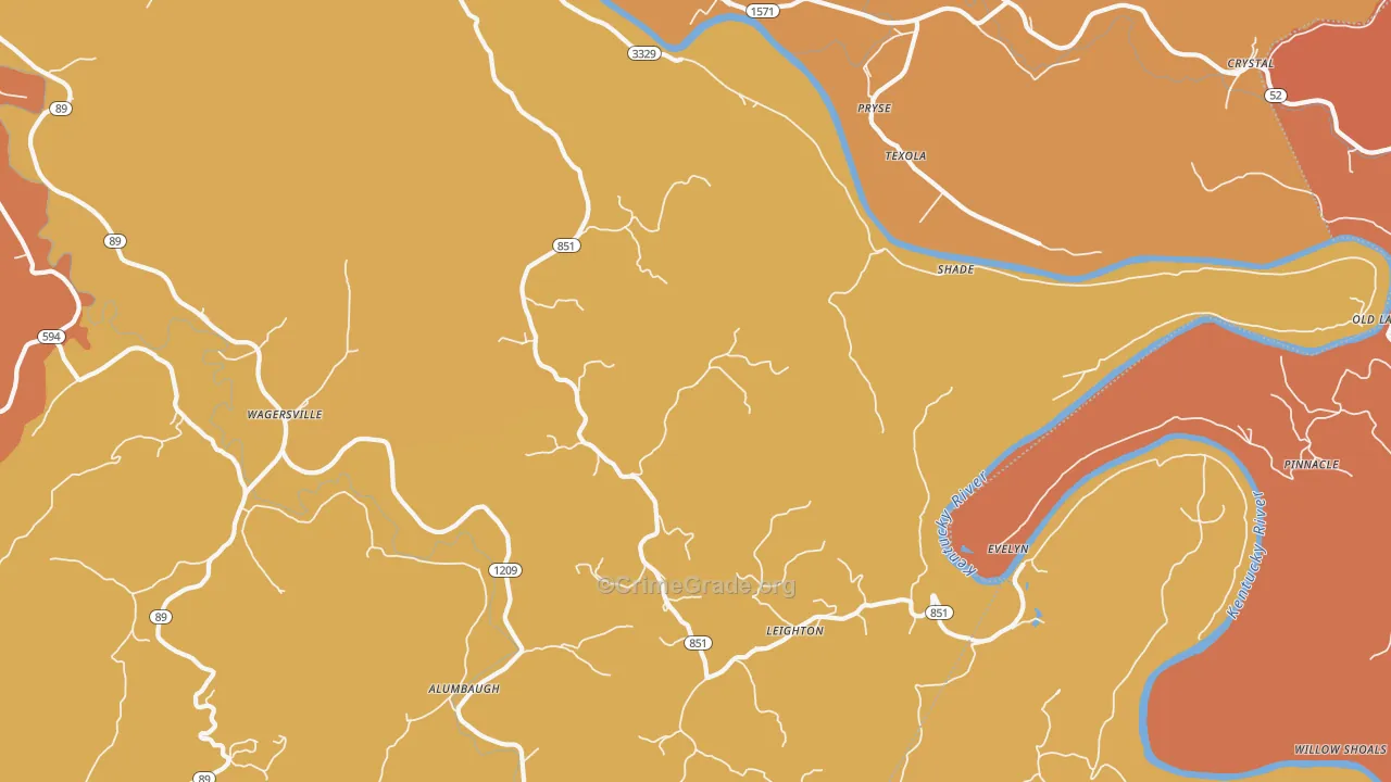 Millers Creek, KY Map of Robbery Rates