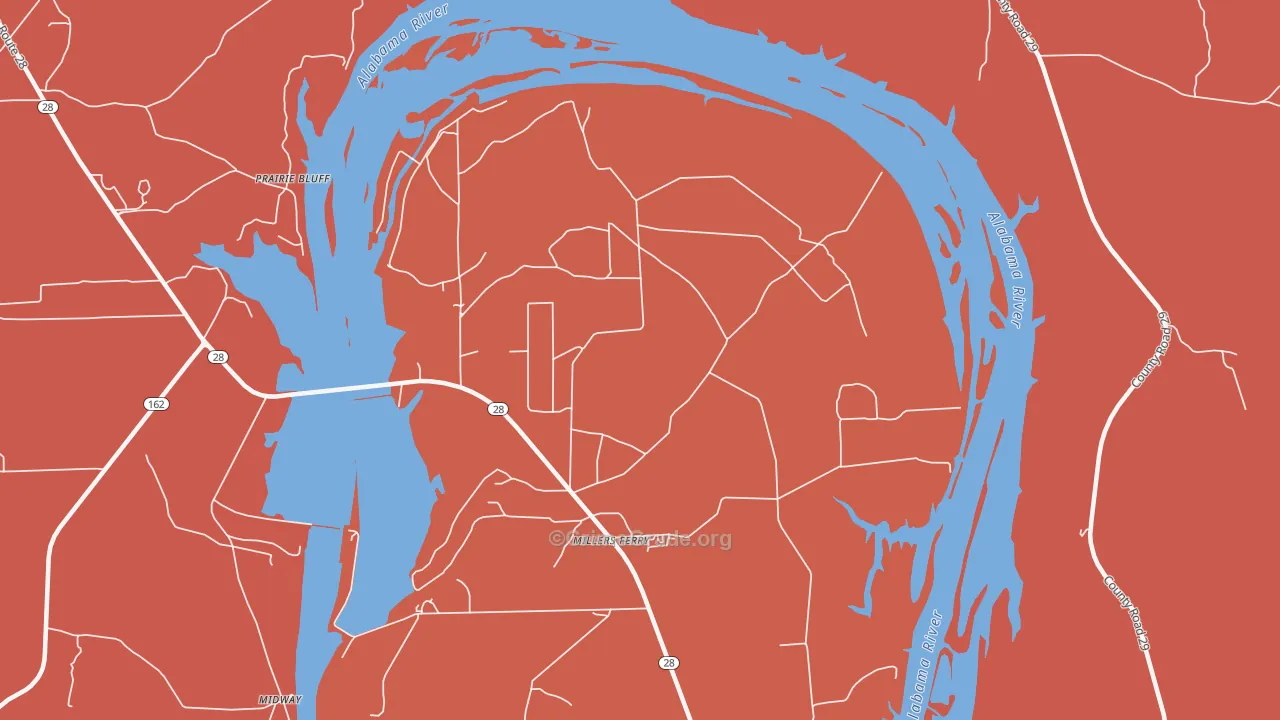Millers Ferry, AL Map of Robbery Rates