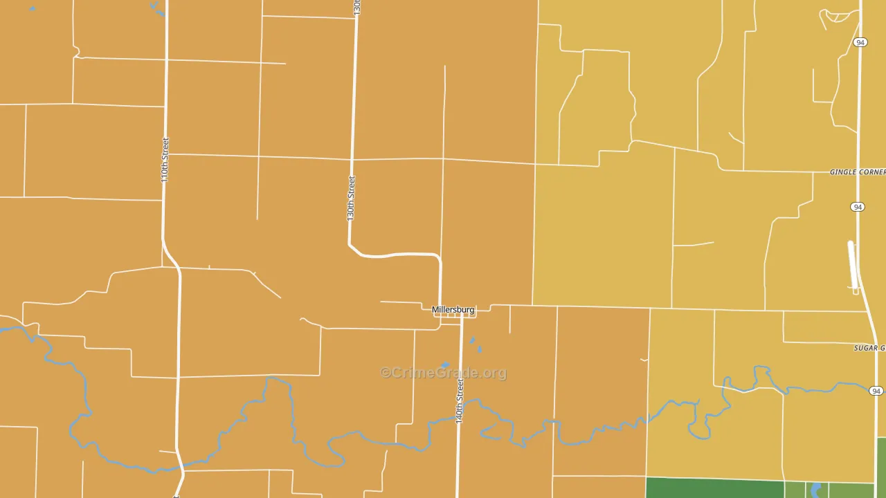 Millersburg, IL Map of Robbery Rates
