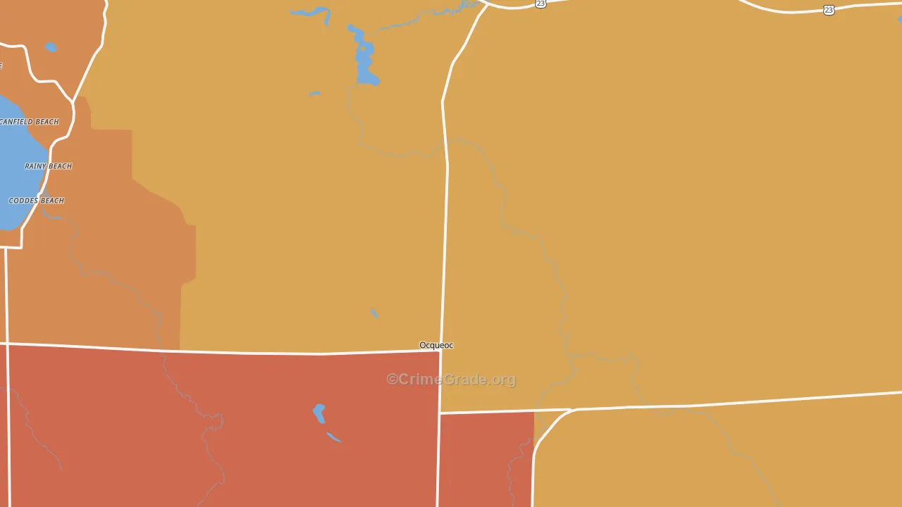 Millersburg, MI Map of Robbery Rates