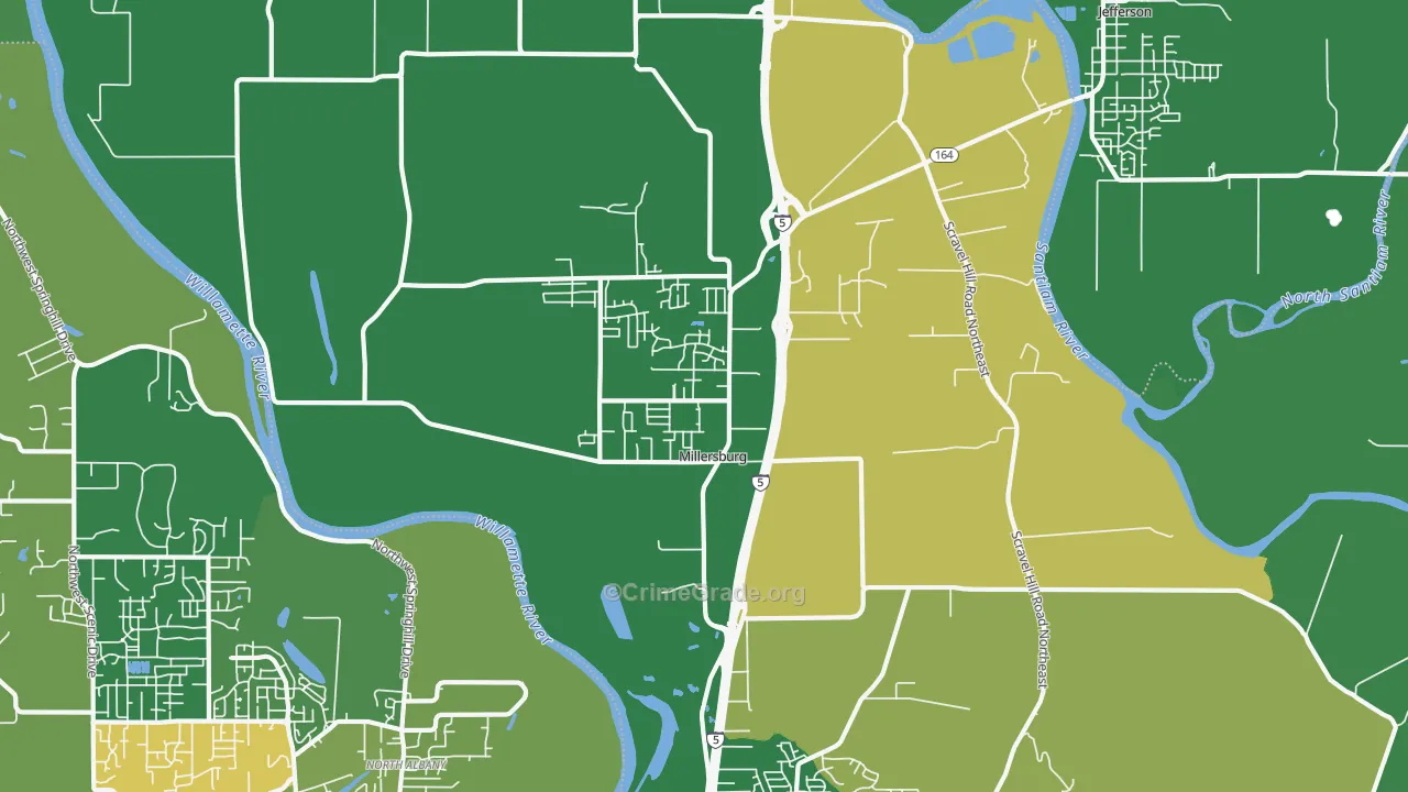 Millersburg, OR Map of Robbery Rates