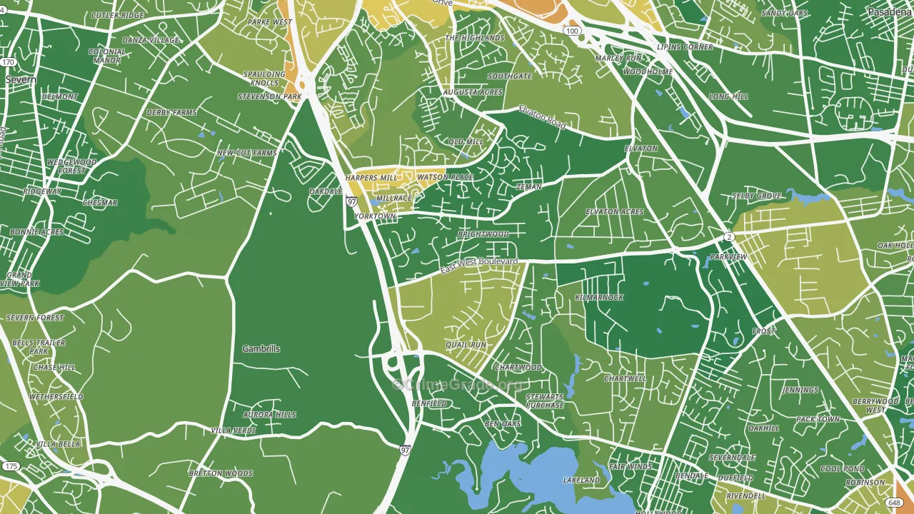 Millersville, MD Map of Robbery Rates