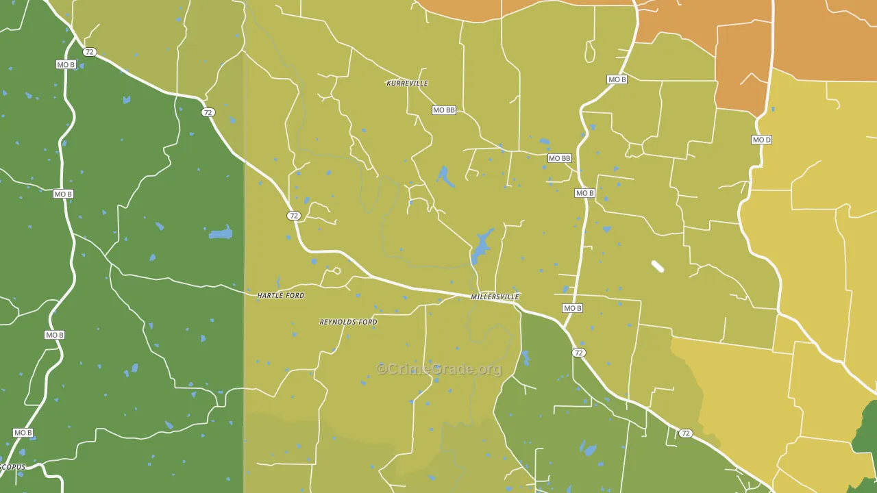 Millersville, MO Map of Robbery Rates