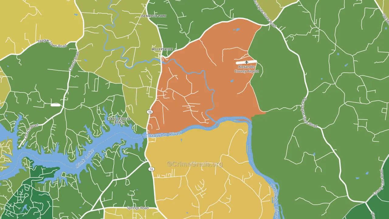 Millersville, NC Map of Robbery Rates