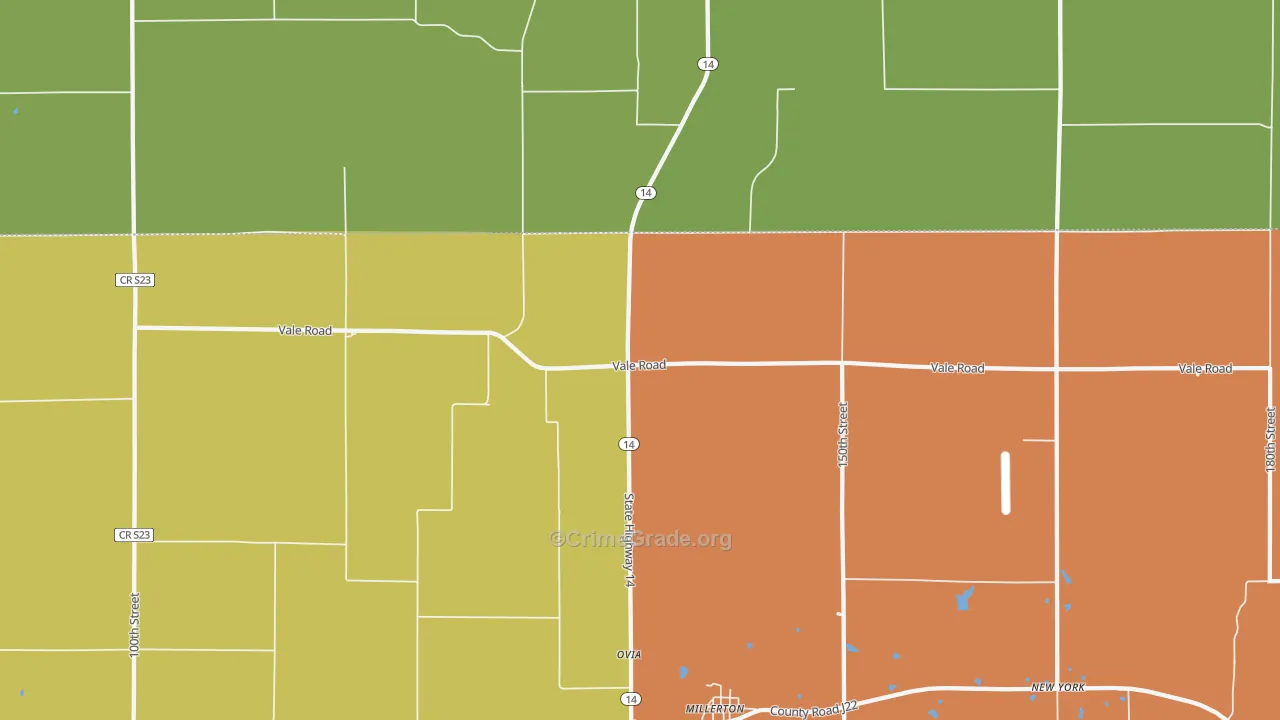 Millerton, IA Map of Robbery Rates