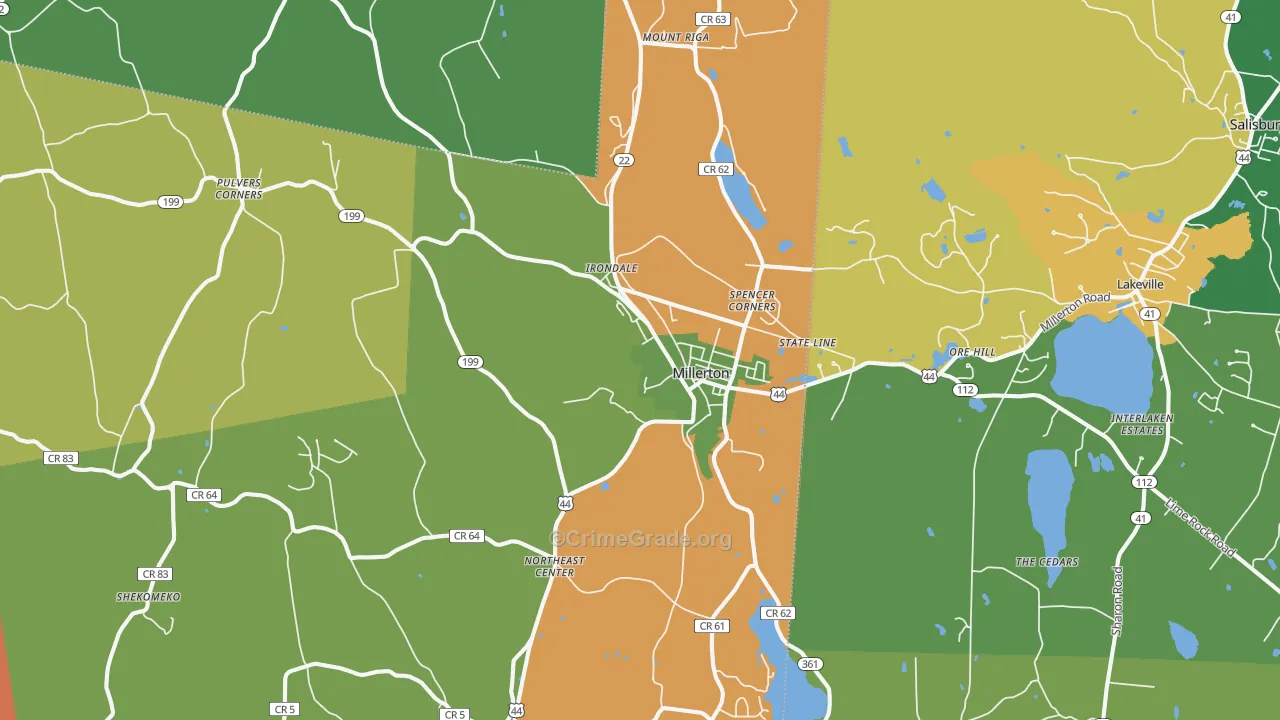 Millerton, NY Map of Robbery Rates