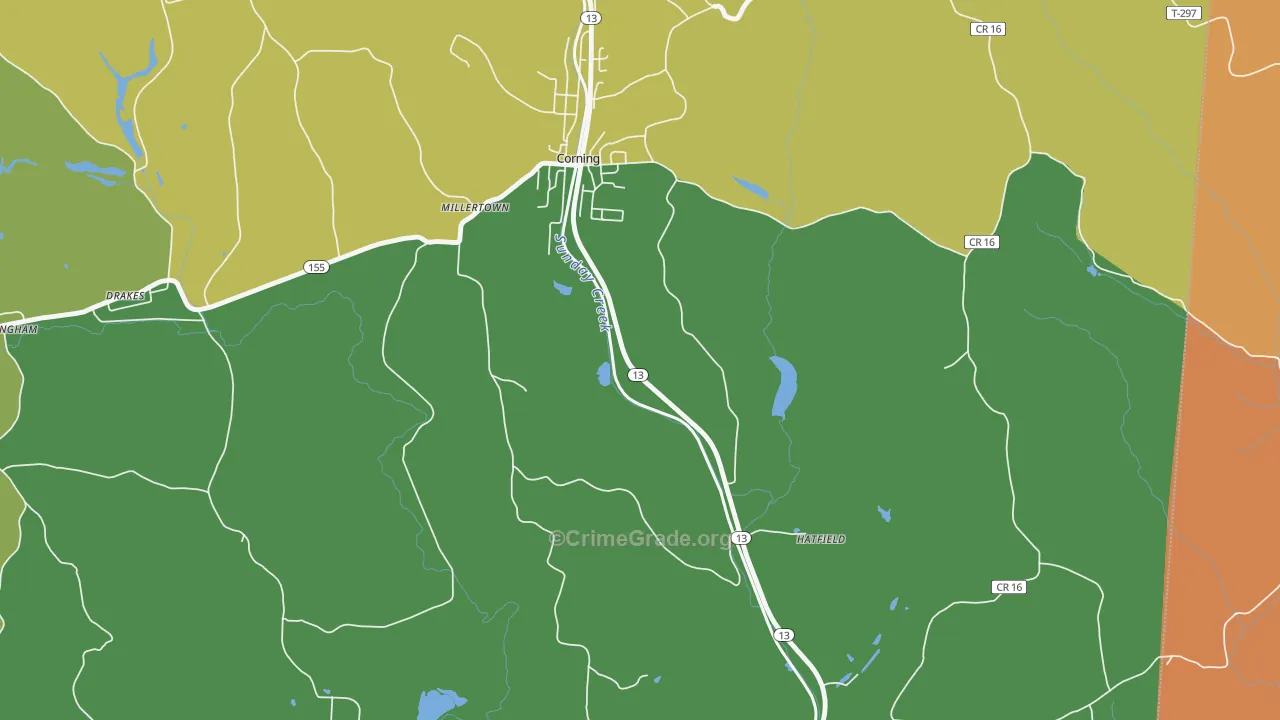 Millertown, OH Map of Robbery Rates