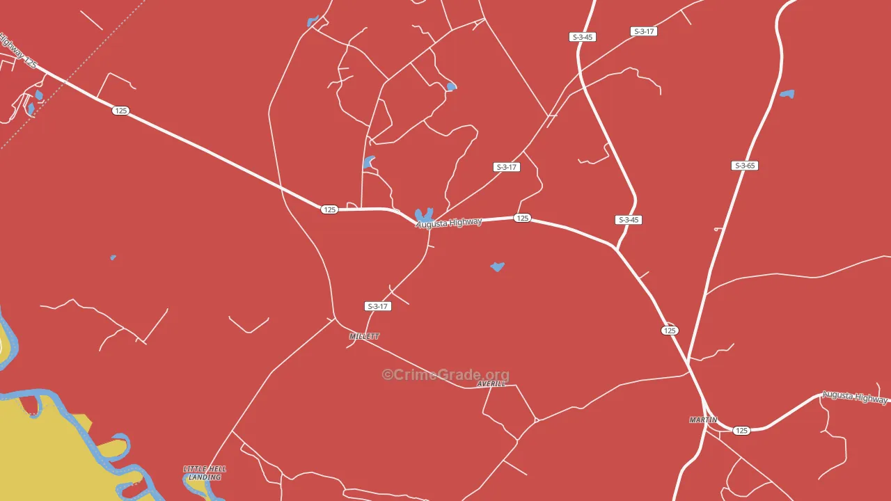 Millett, SC Map of Robbery Rates