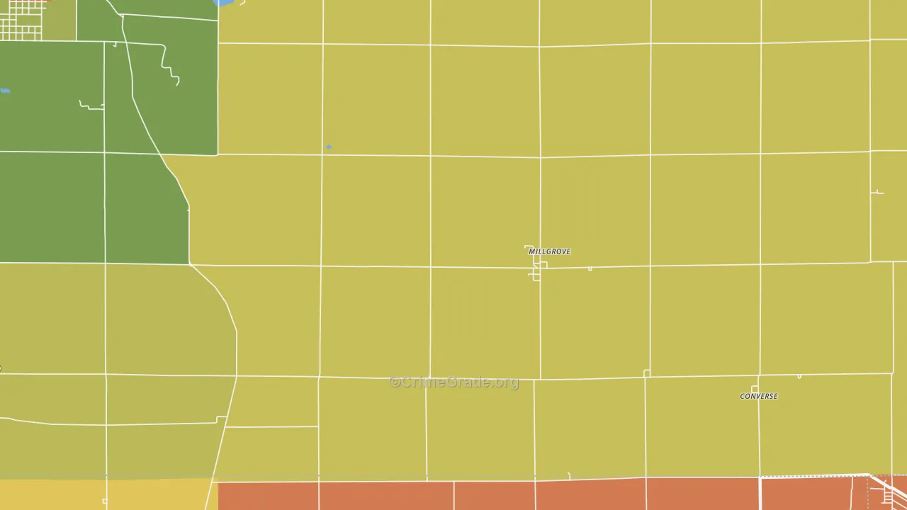 Millgrove, IN Map of Robbery Rates