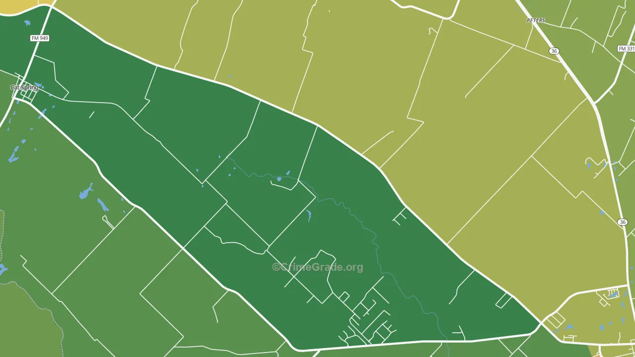 Millheim, TX Map of Robbery Rates