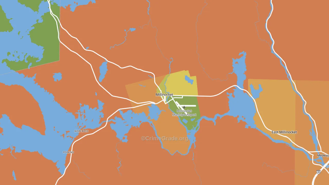 Millinocket, ME Map of Robbery Rates