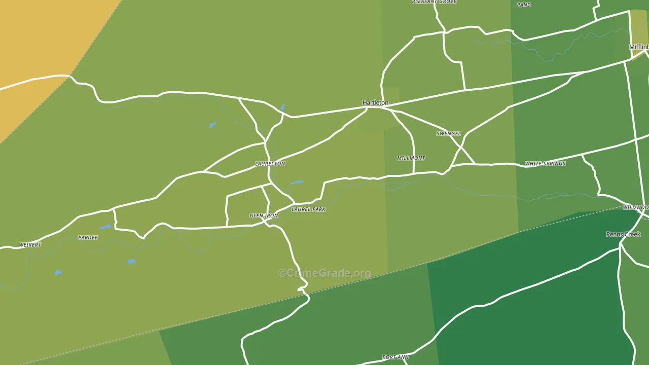 Millmont, PA Map of Robbery Rates